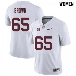 NCAA Women's Alabama Crimson Tide #65 Deonte Brown Stitched College Nike Authentic White Football Jersey XN17K45TM